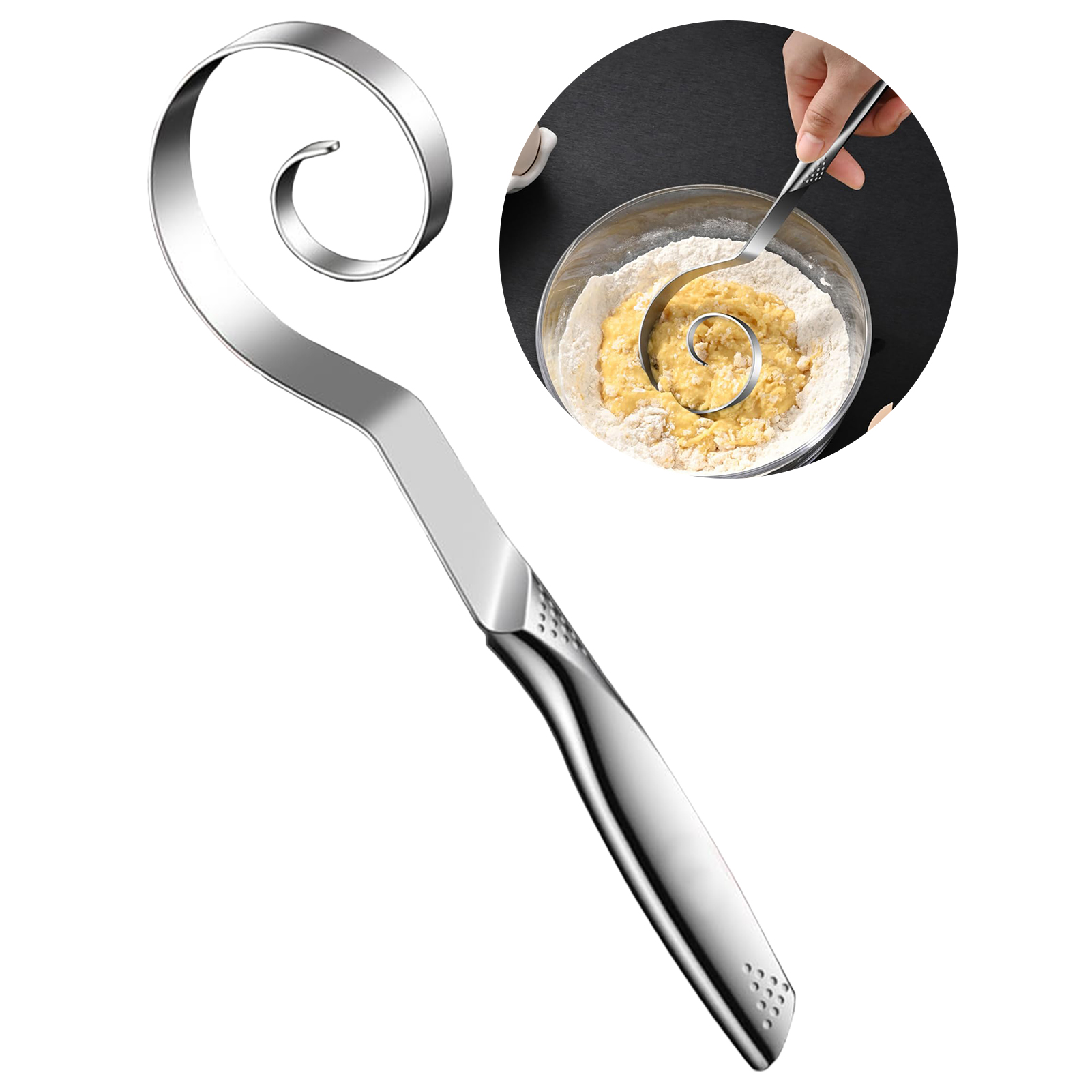 Danish Pancake Pan - مضرب عجين معدني محمول بدون وصلات،